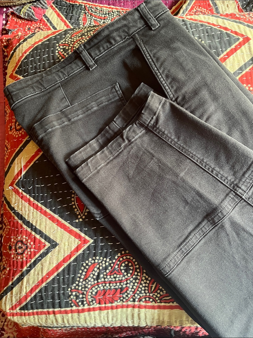 Barrel Leg black canvas utility jean